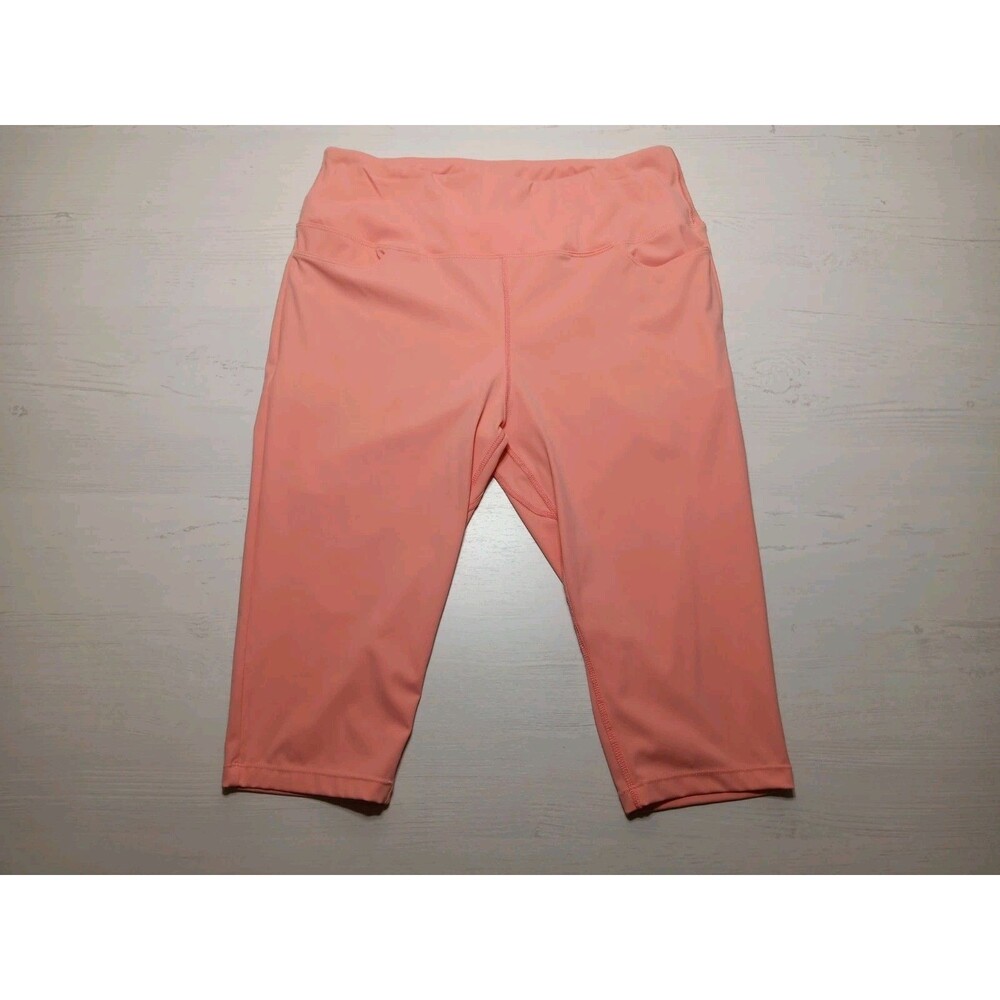 Willit Women's Yoga Cropped Leggings, Size Large Pink Peach Color